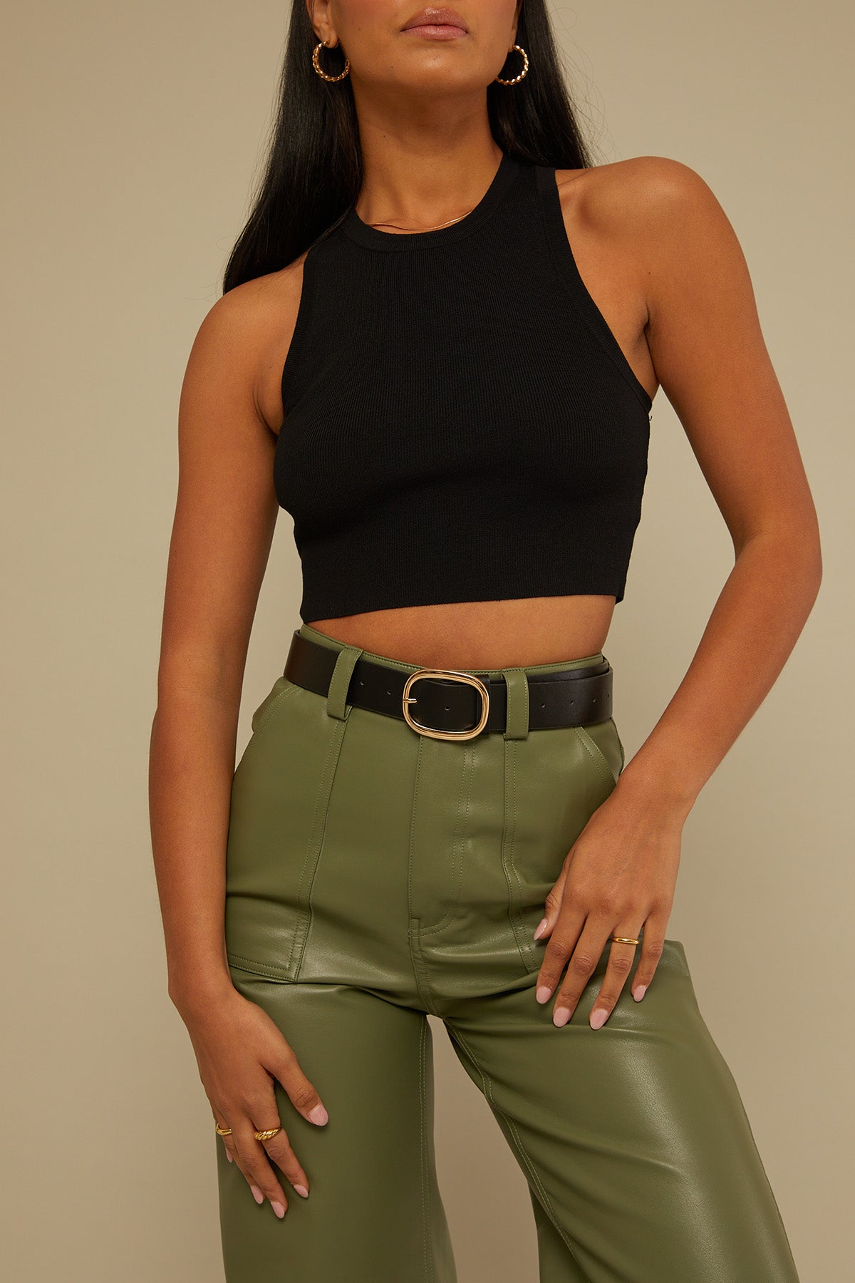 Token Curve Buckle Belt Black/Gold