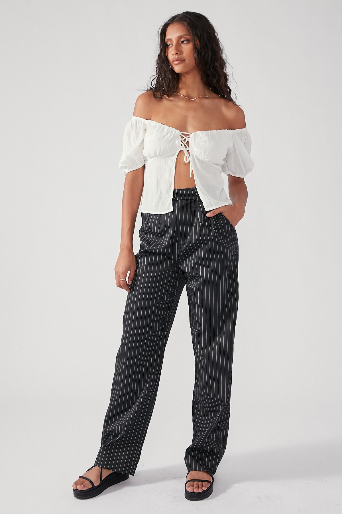 Perfect Stranger Stay With Me Pant Black Pinstripe
