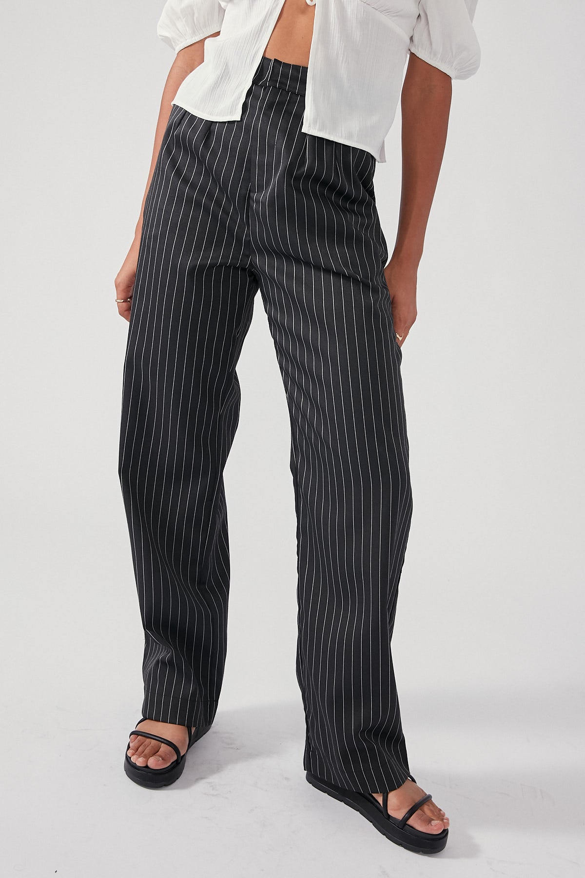 Perfect Stranger Stay With Me Pant Black Pinstripe