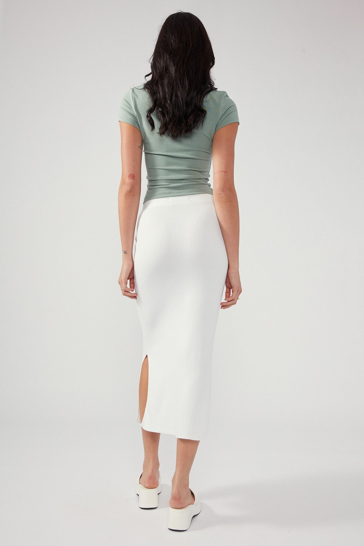 Perfect Stranger Drea Knitted Midi Skirt White