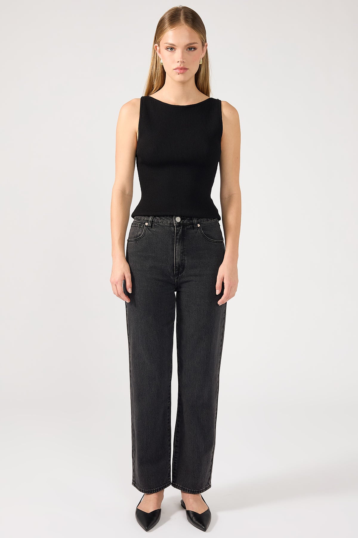 Abrand A Venice High Waisted Straight Jean Charo Black