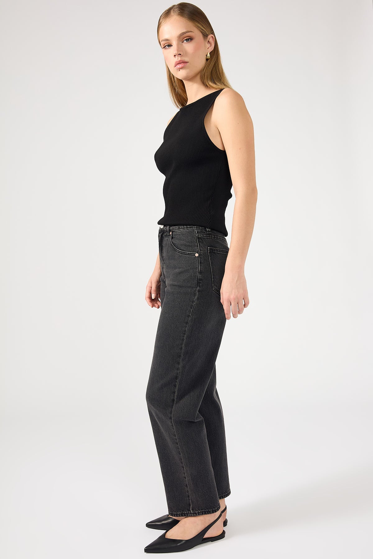 Abrand A Venice High Waisted Straight Jean Charo Black