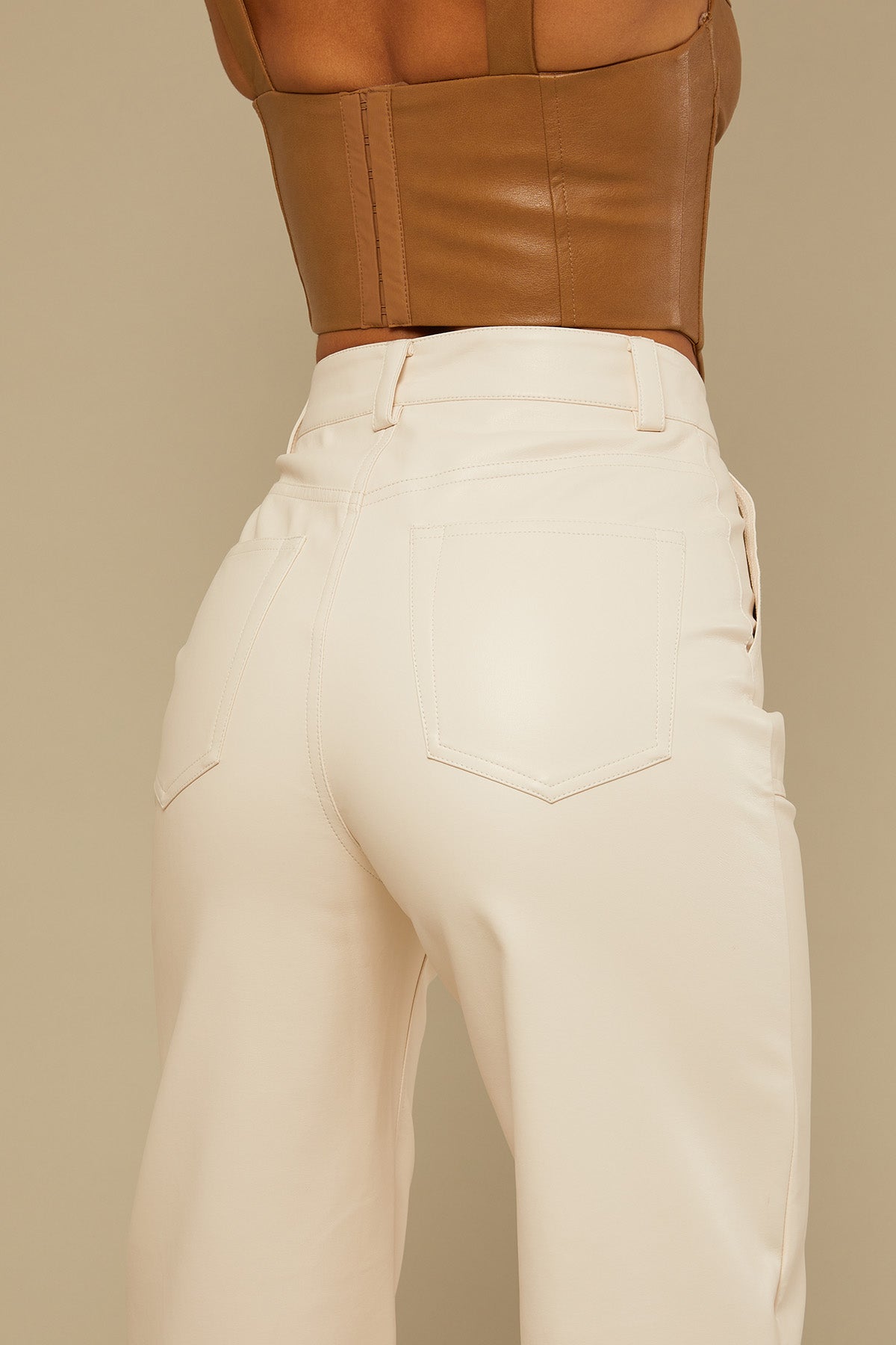 Perfect Stranger Over Now PU Pant Cream