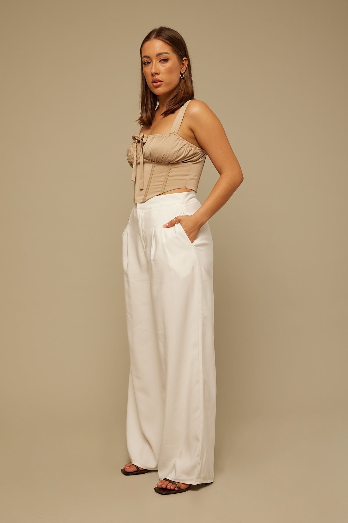 Perfect Stranger Double Pleat Pant White