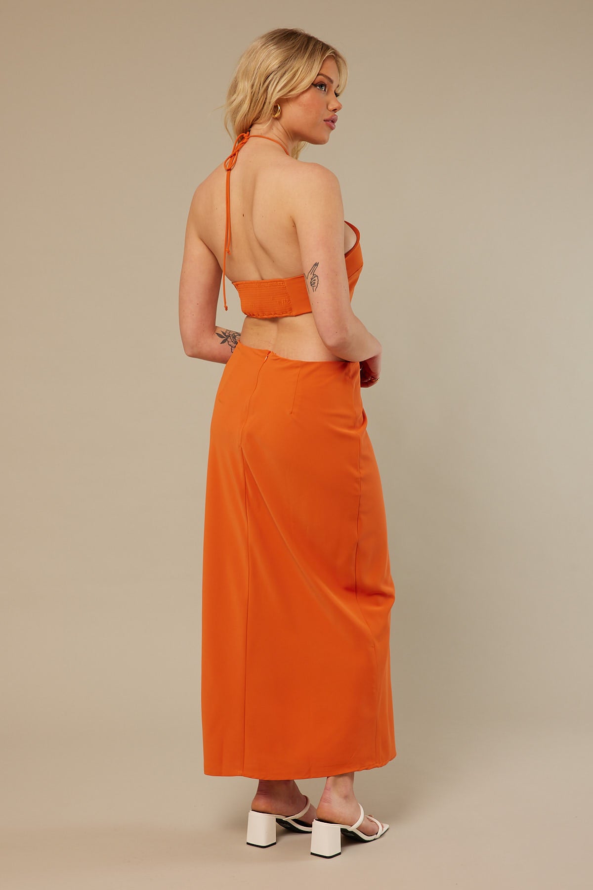 Perfect Stranger Genie Midi Dress Orange