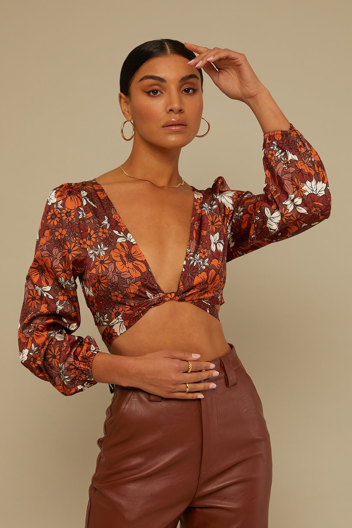 Perfect Stranger Arizona Tie Up Long Sleeve Top Arizona Print