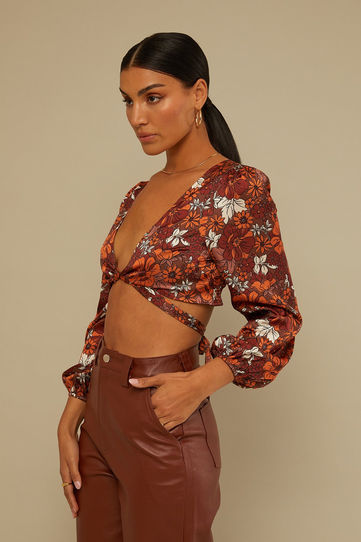 Perfect Stranger Arizona Tie Up Long Sleeve Top Arizona Print