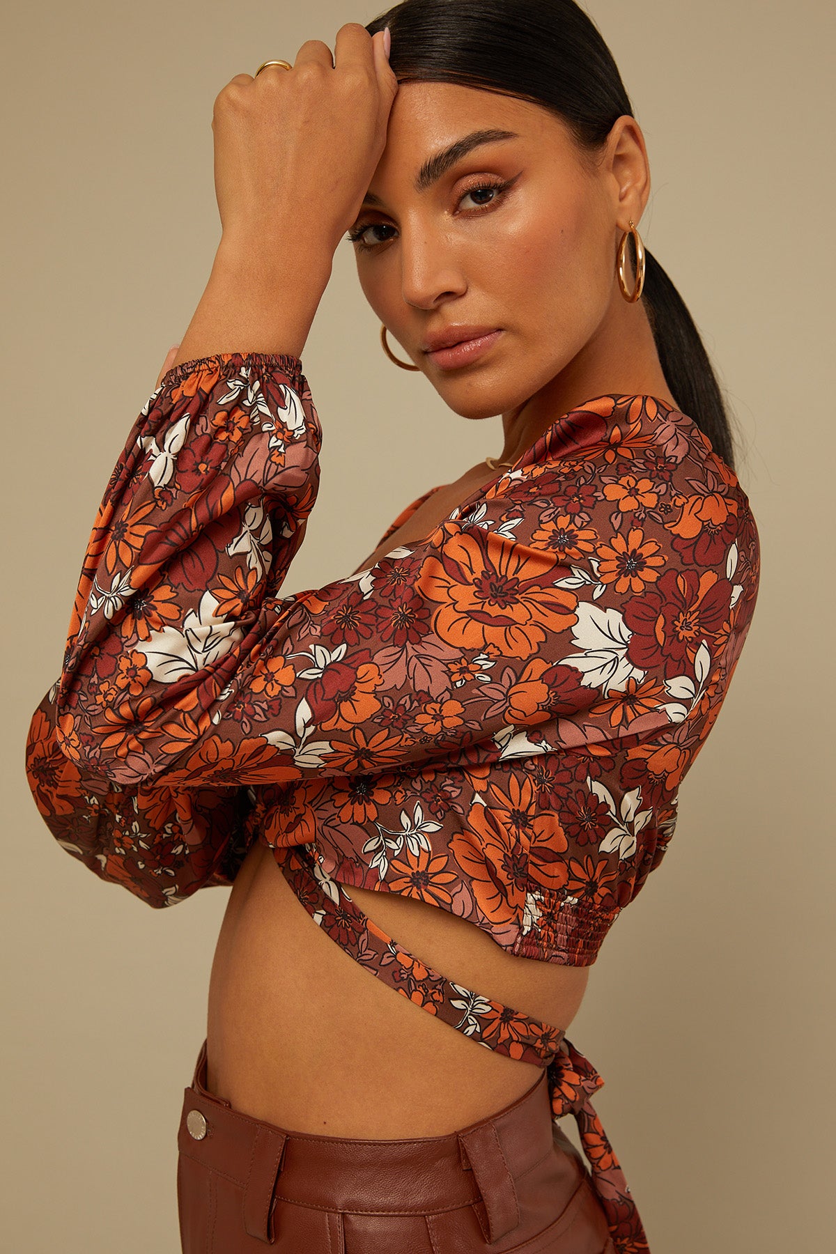 Perfect Stranger Arizona Tie Up Long Sleeve Top Arizona Print