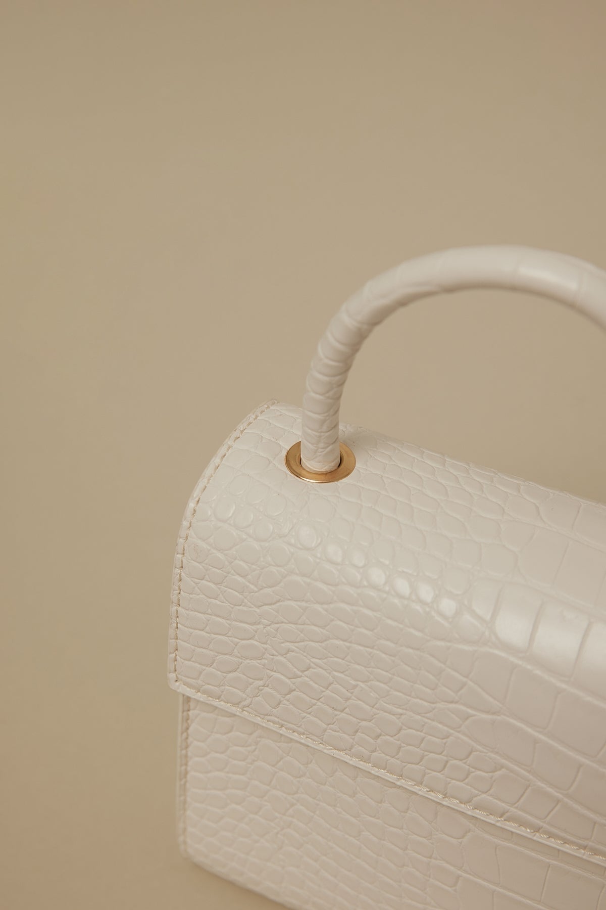Token Elsie Croc Handbag White