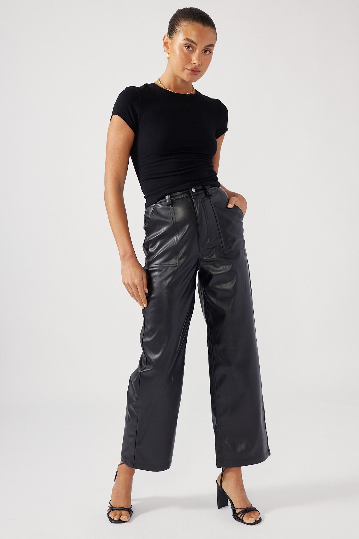Perfect Stranger Over Now PU Pant Black