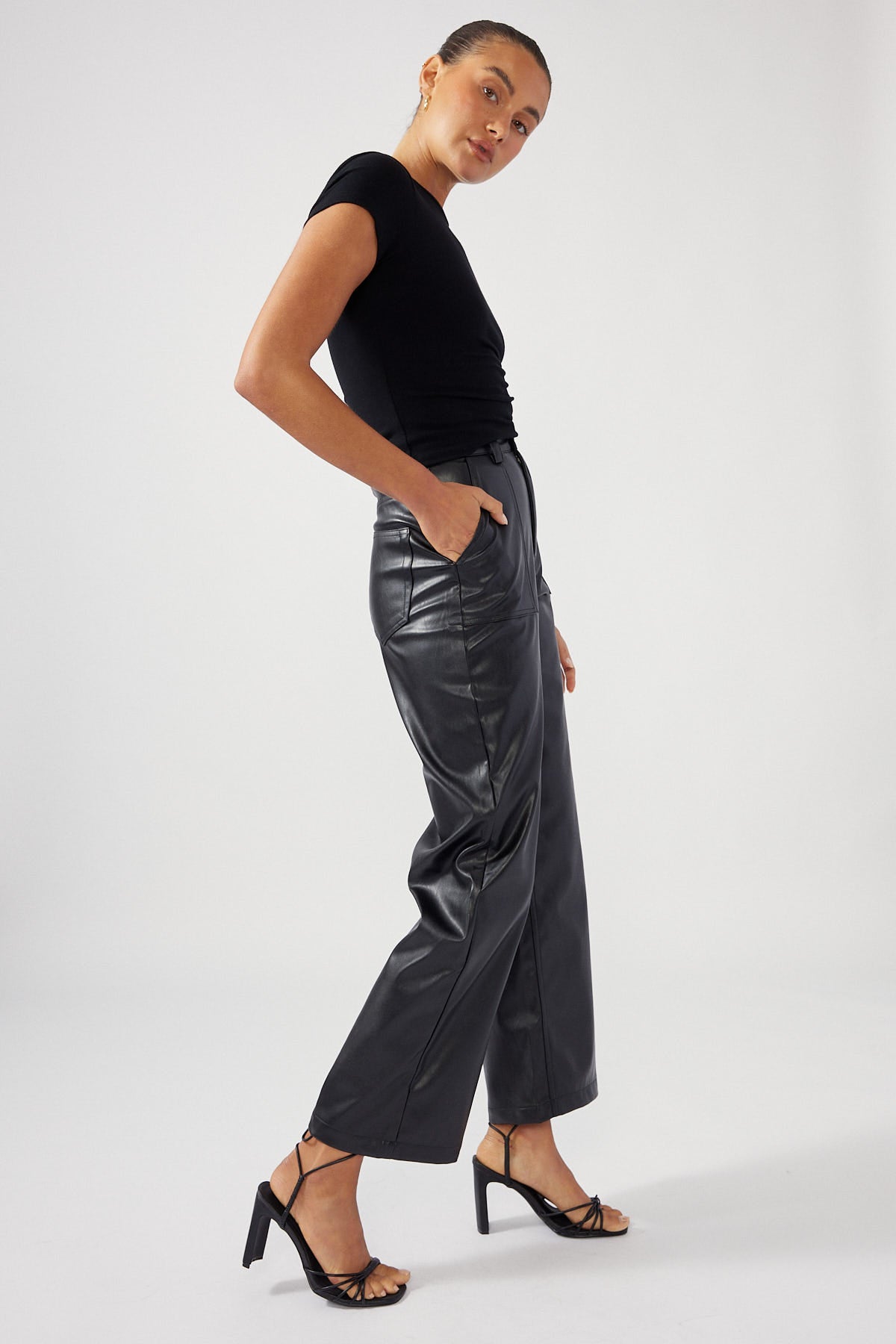 Perfect Stranger Over Now Faux Leather Pant BLACK