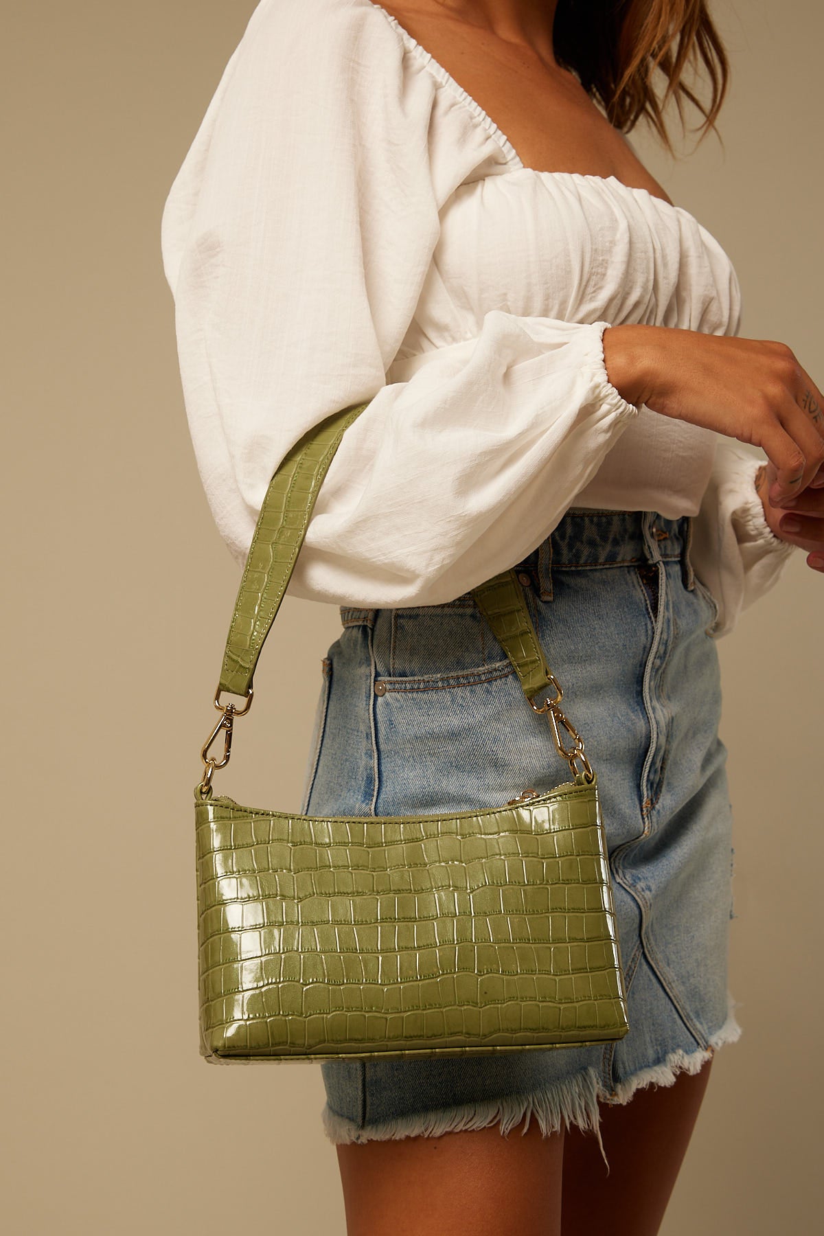 Nakedvice The Christy Sage Croc Embossed