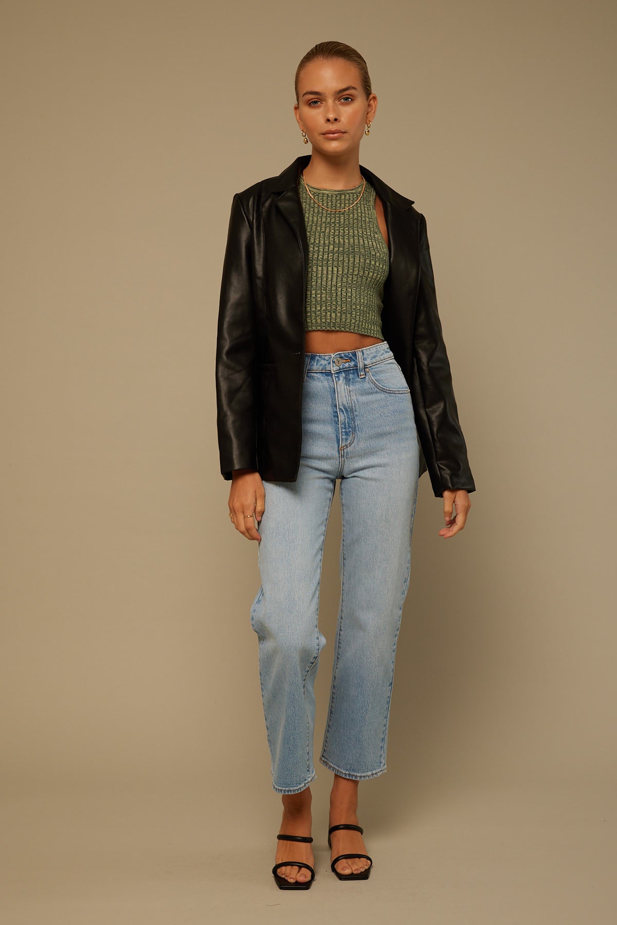 Perfect Stranger Mini PU Blazer Black