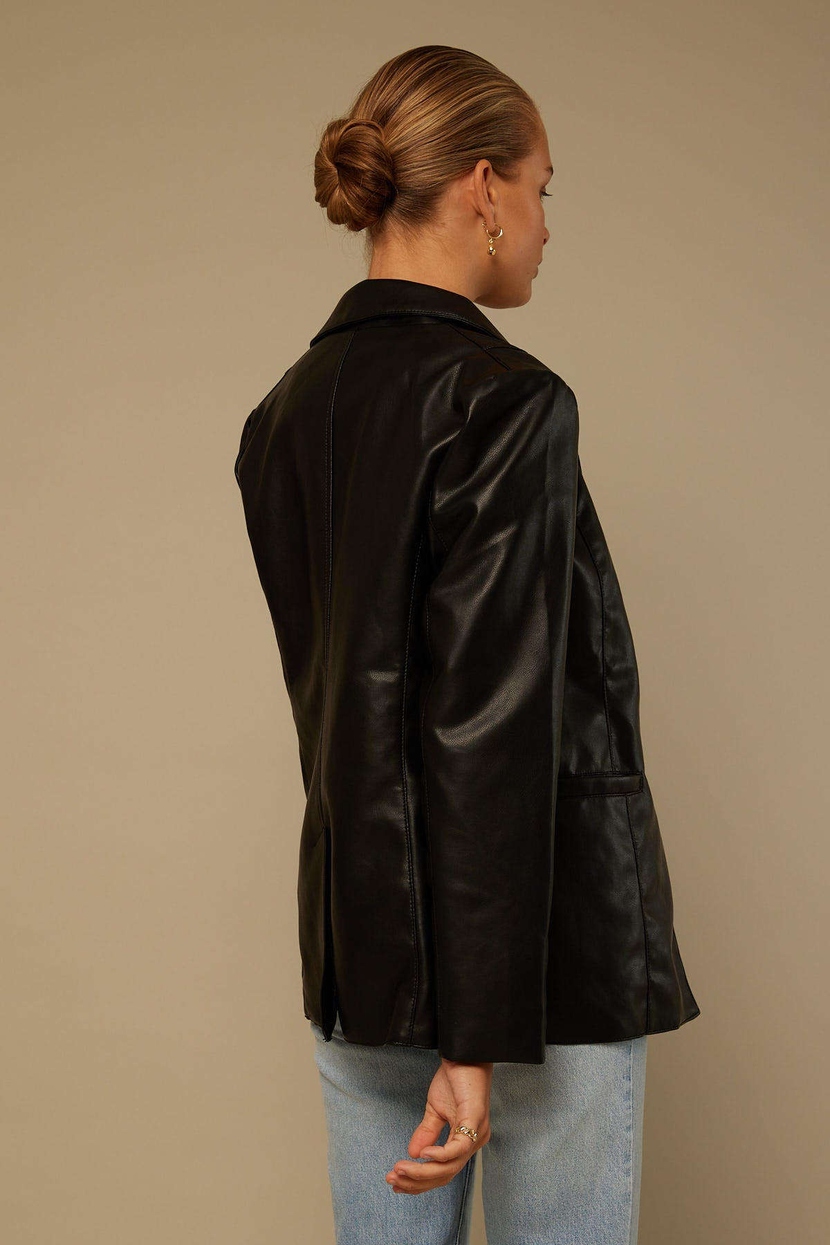 Perfect Stranger Mini PU Blazer Black