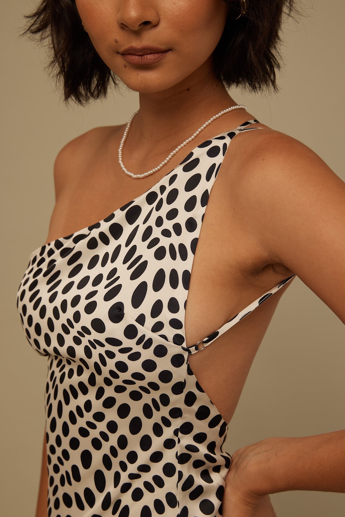 Perfect Stranger Spot Illusion Mini Dress Cream Illusion Print