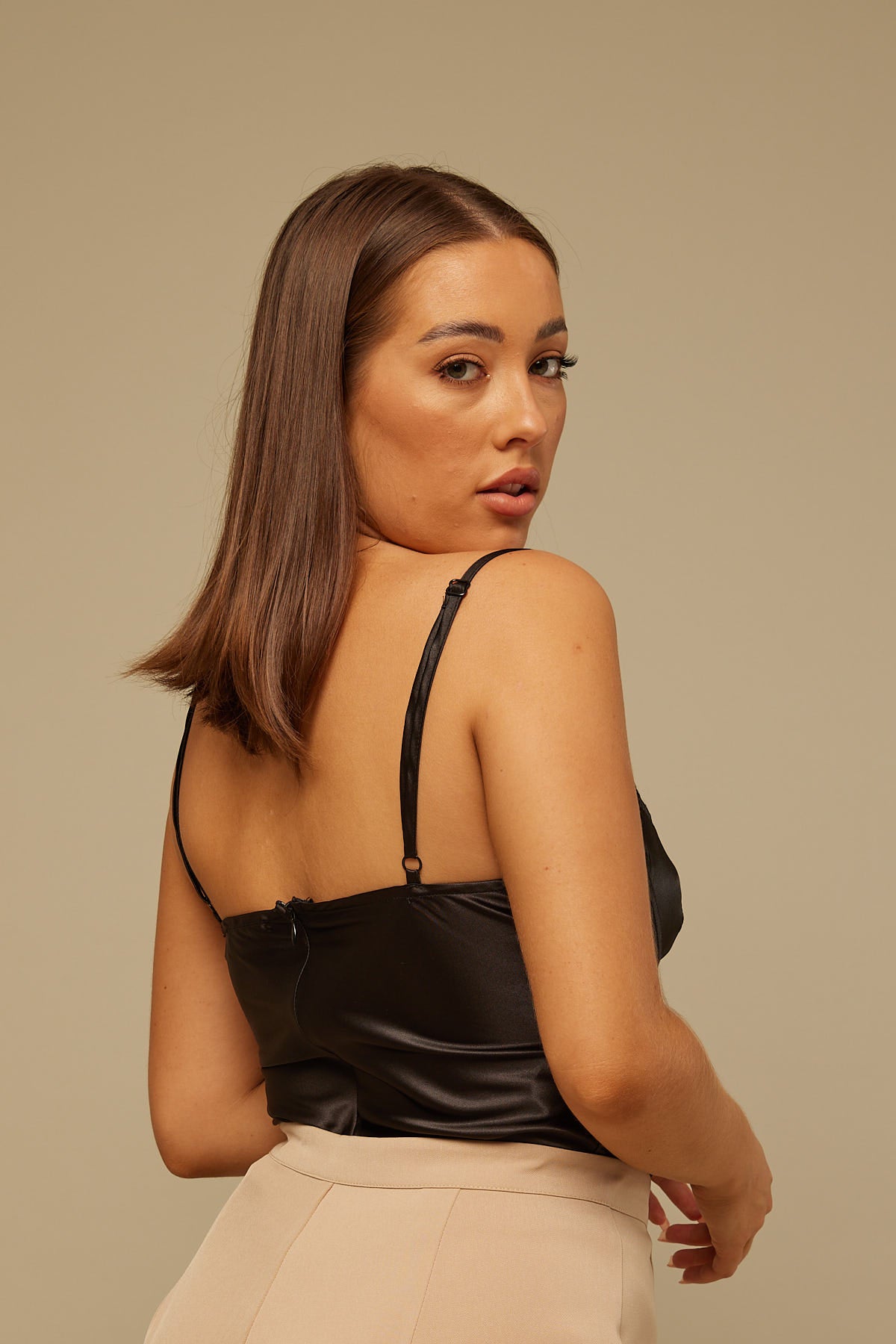 Perfect Stranger Little Things Satin Top Black