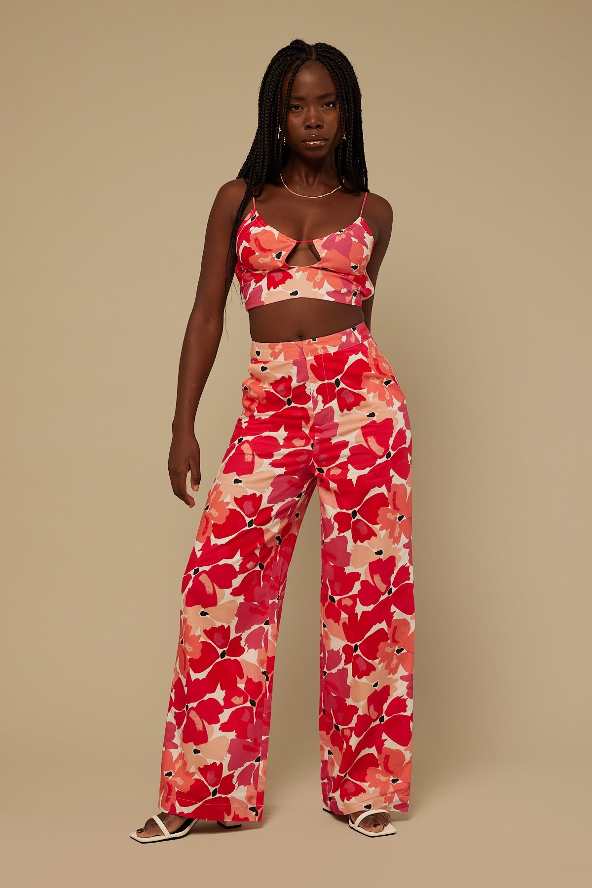 Perfect Stranger Painterly Floral Linen Pant Pink Floral