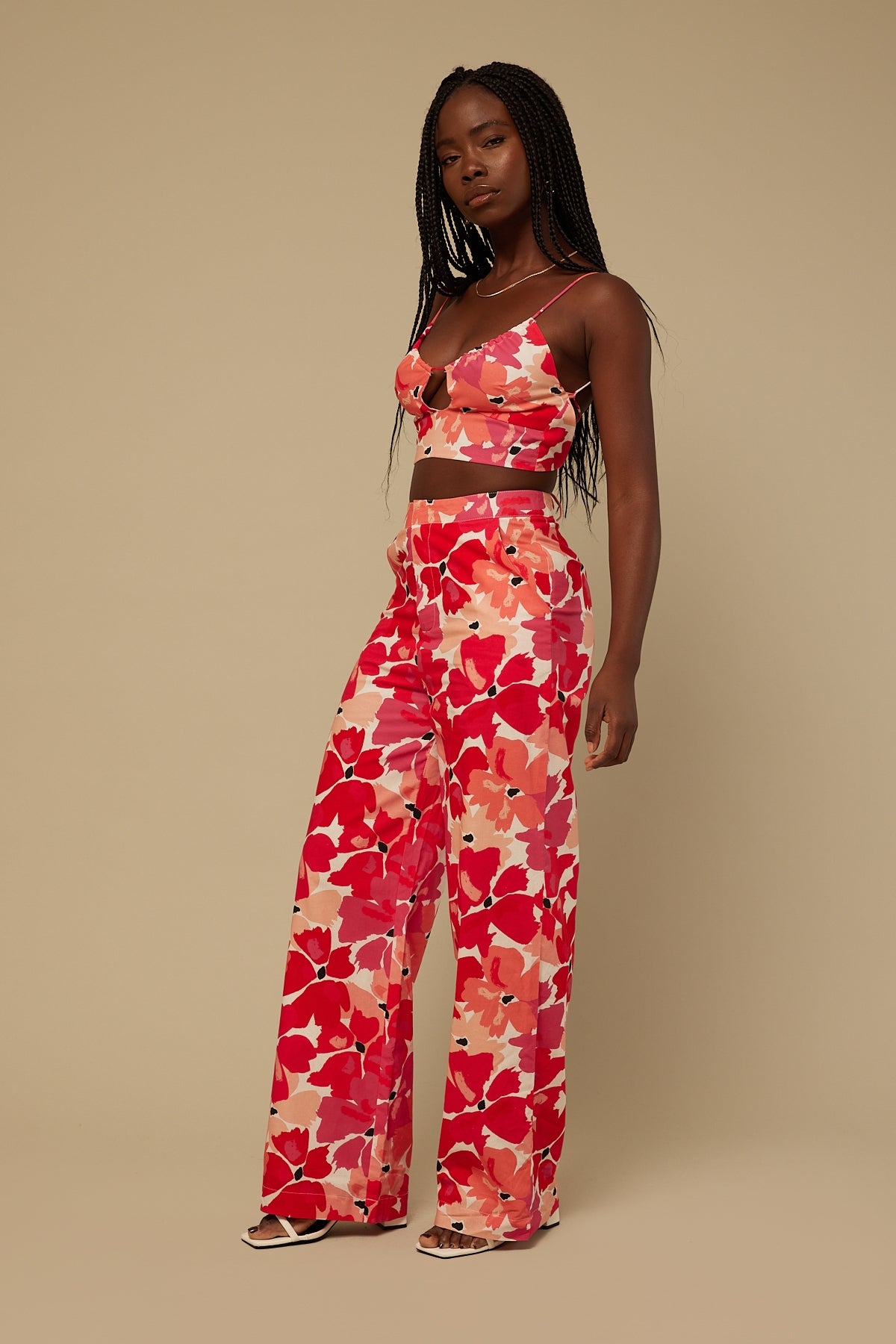 Perfect Stranger Painterly Floral Linen Pant Pink Floral