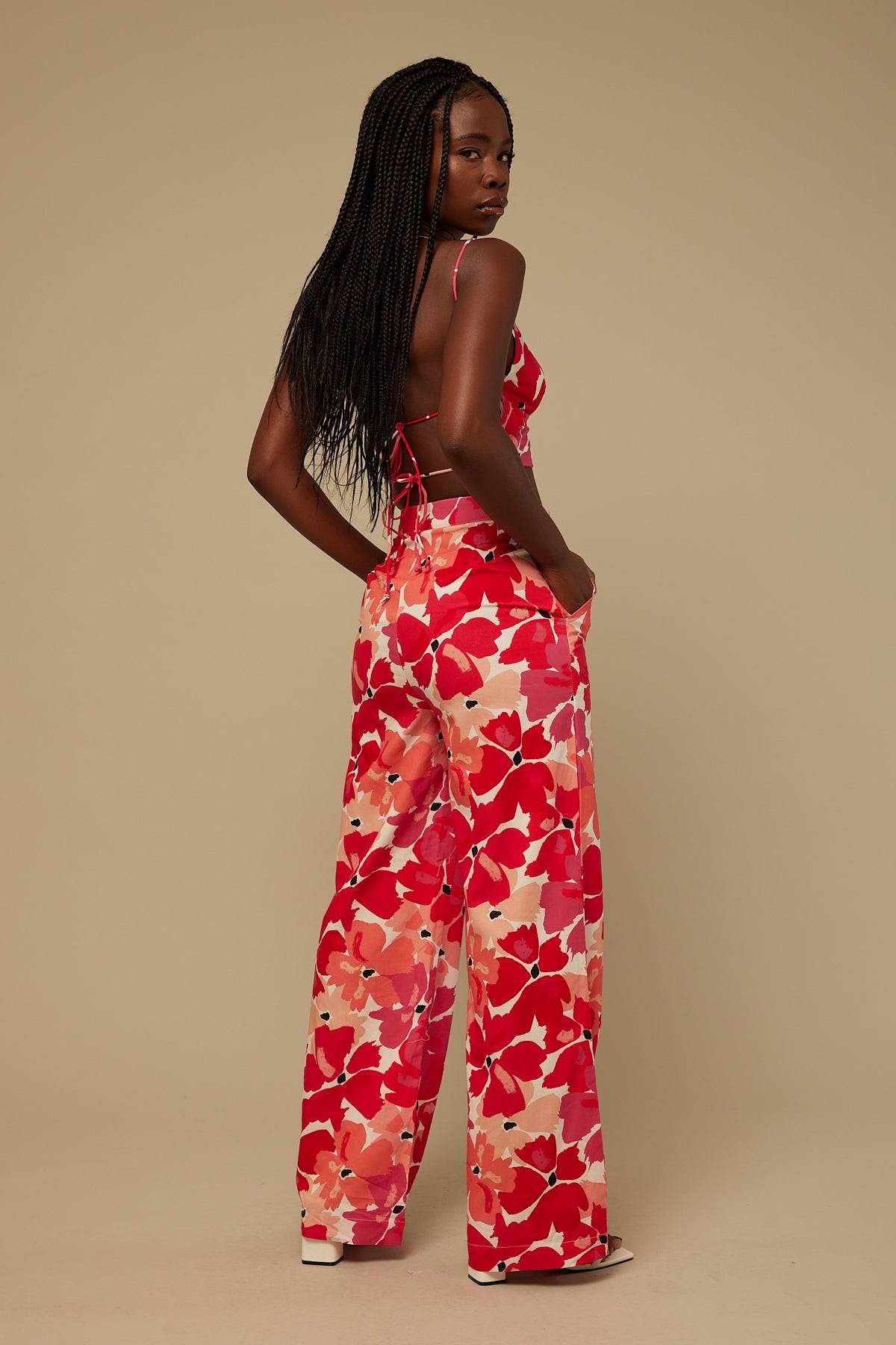Perfect Stranger Painterly Floral Linen Pant Pink Floral