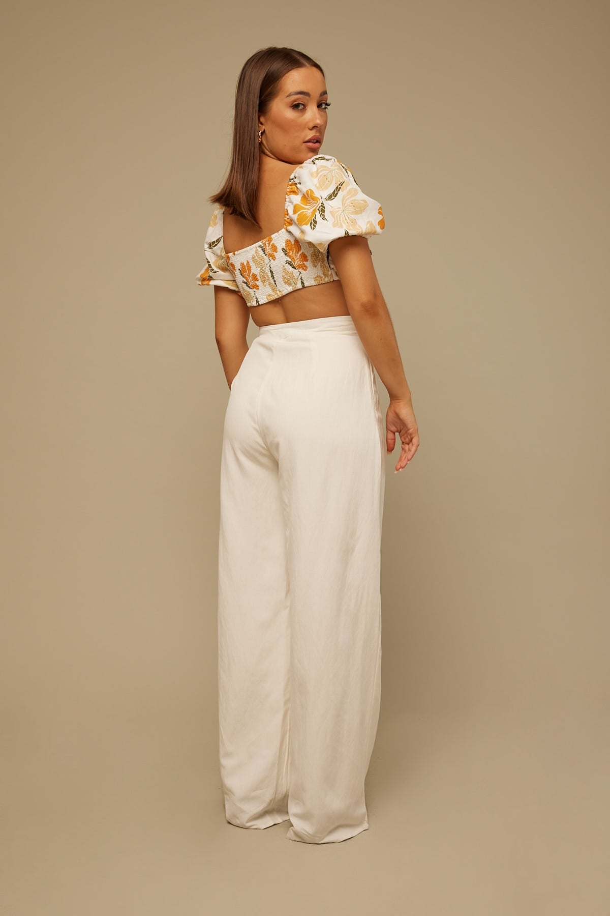 Perfect Stranger Flounce Full Length Linen Pant White