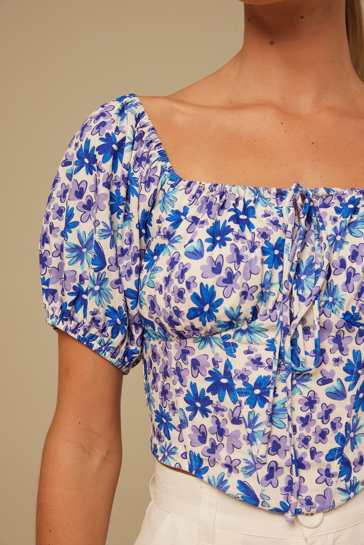 Perfect Stranger Daisy Energy Corset Top Blue Print