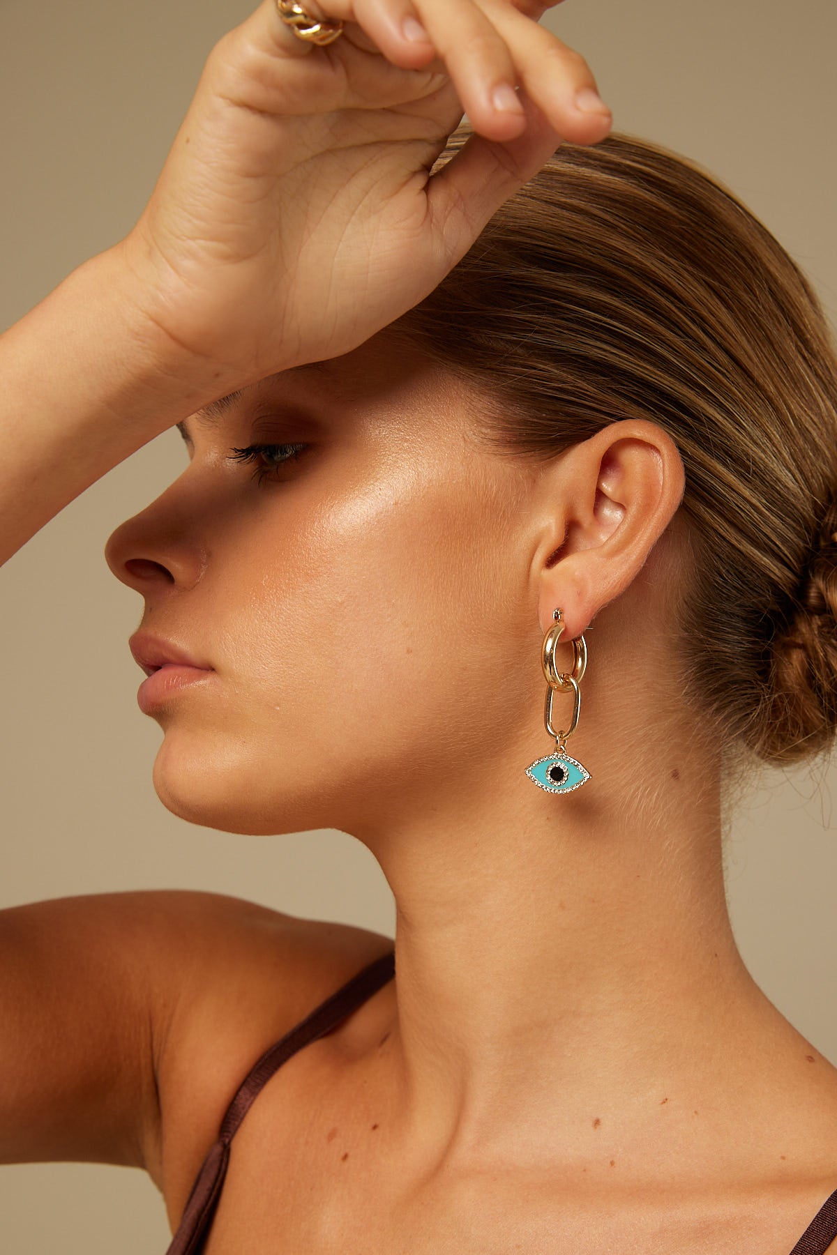 Token Coloured Evil Eye Earring Gold