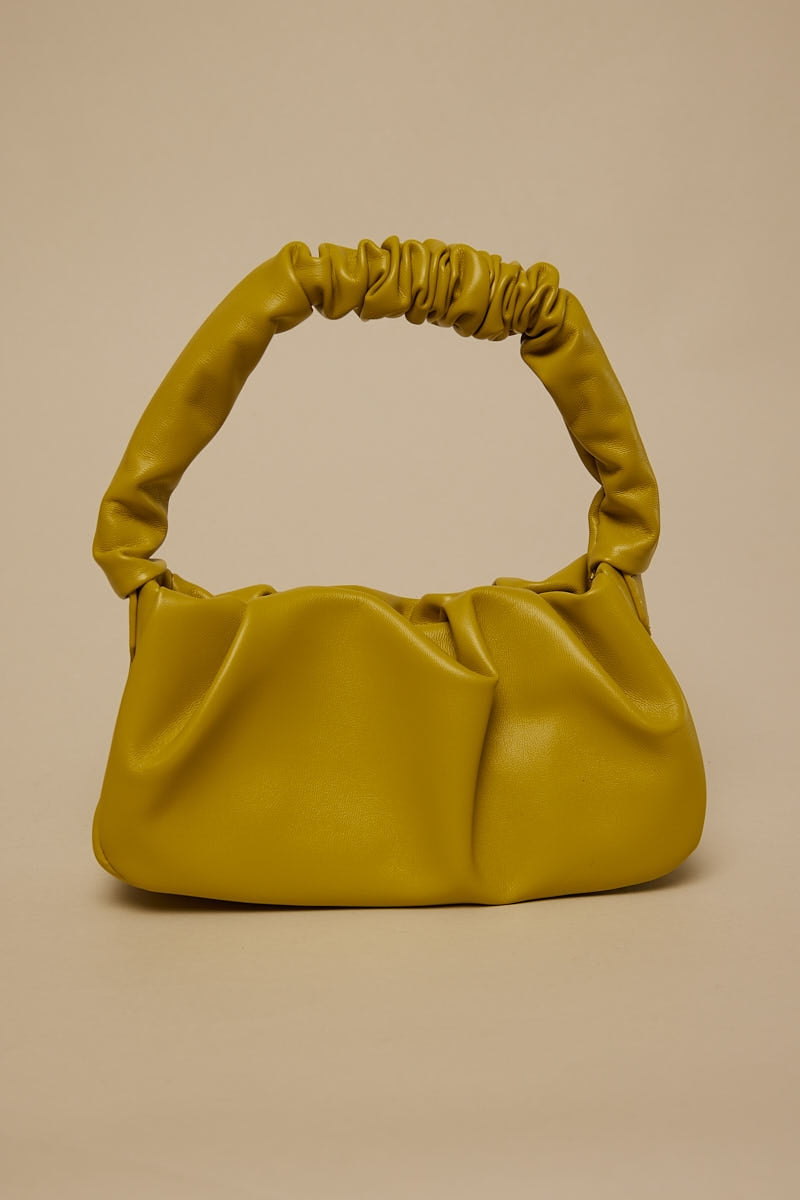 Token Scrunchie Handle Handbag Yellow