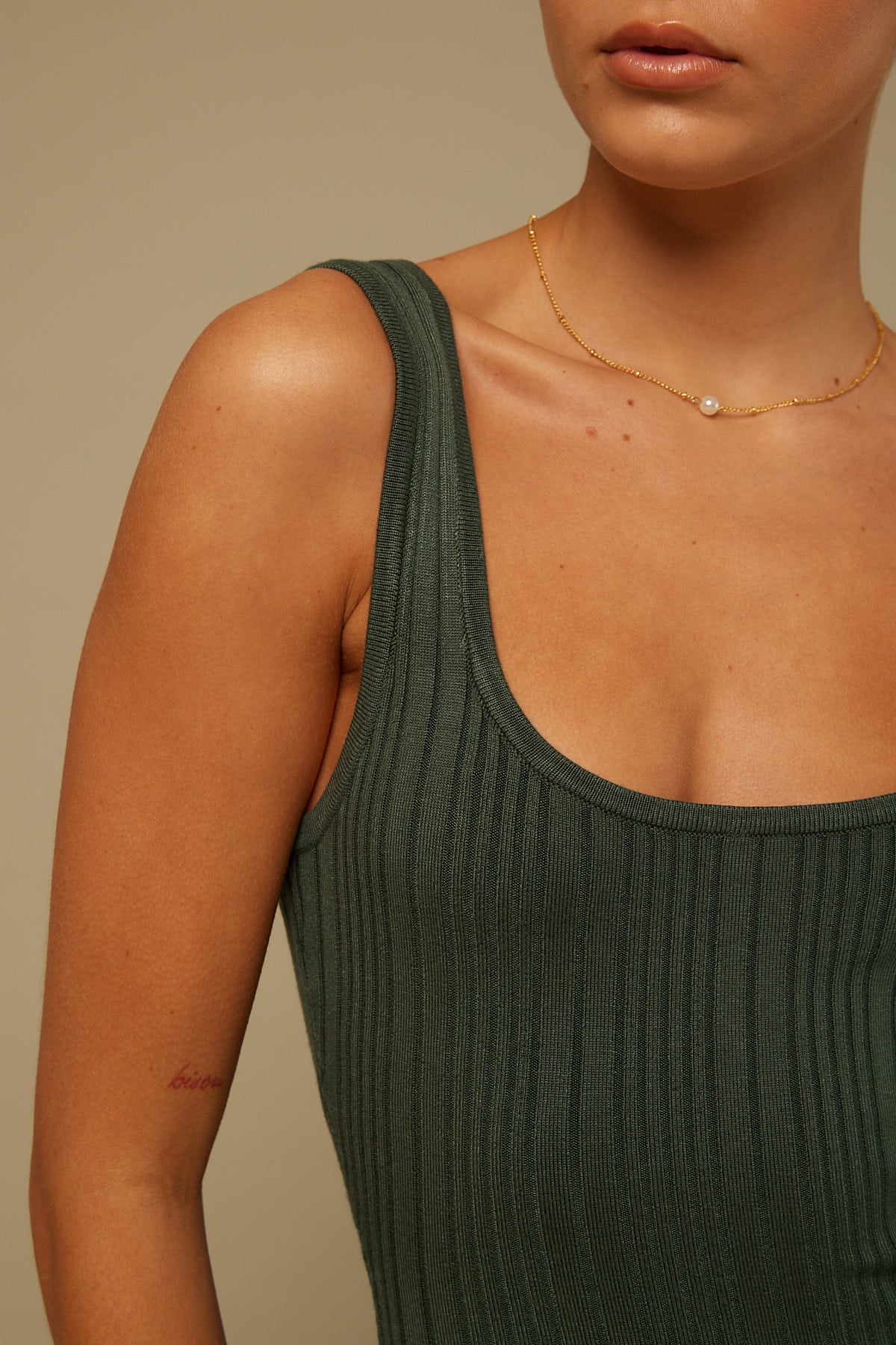 Perfect Stranger Palmer Knit Mini Dress Khaki