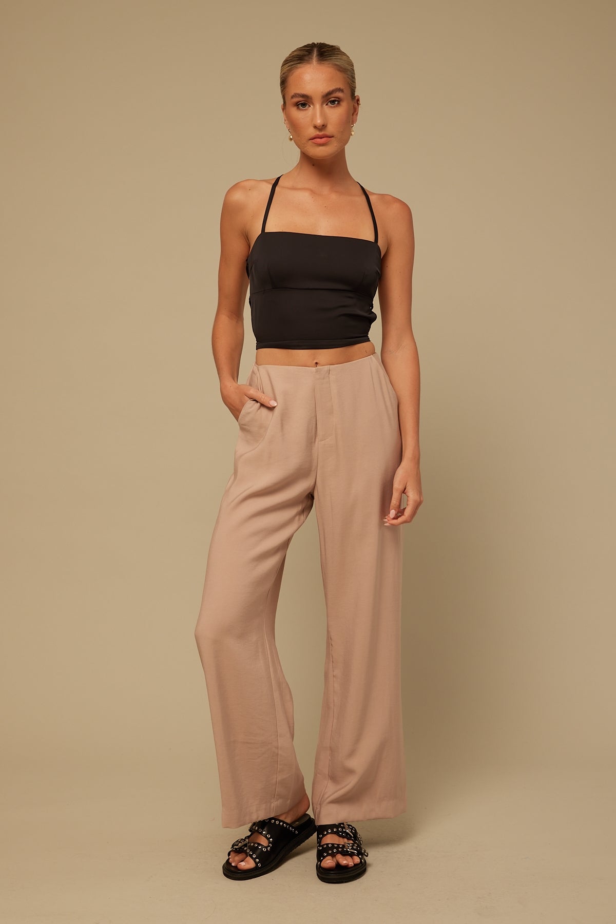 Perfect Stranger Tanya Tie Back Top Black