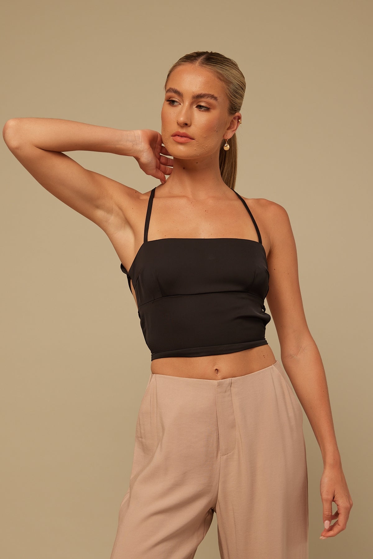Perfect Stranger Tanya Tie Back Top Black