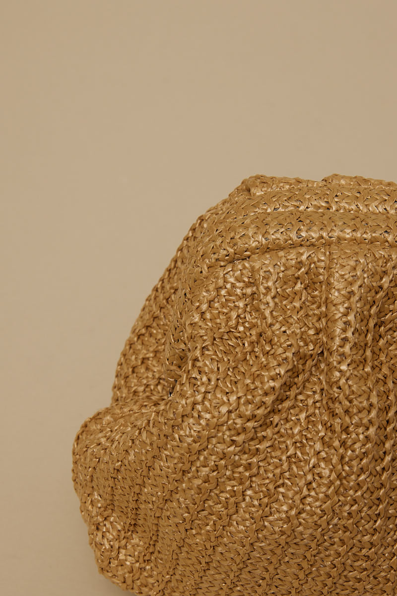 Token Raffia Clutch Natural
