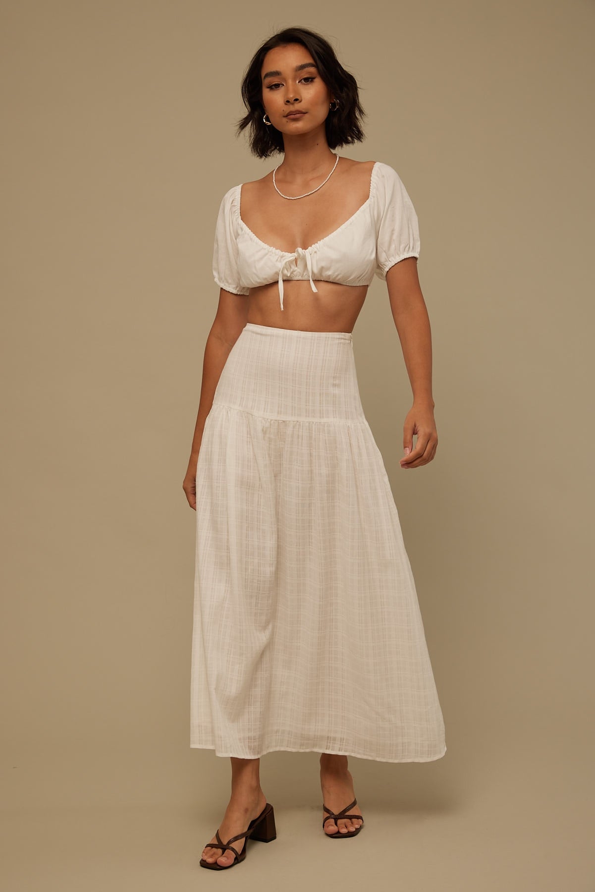 Perfect Stranger Alia Tie Front Top White