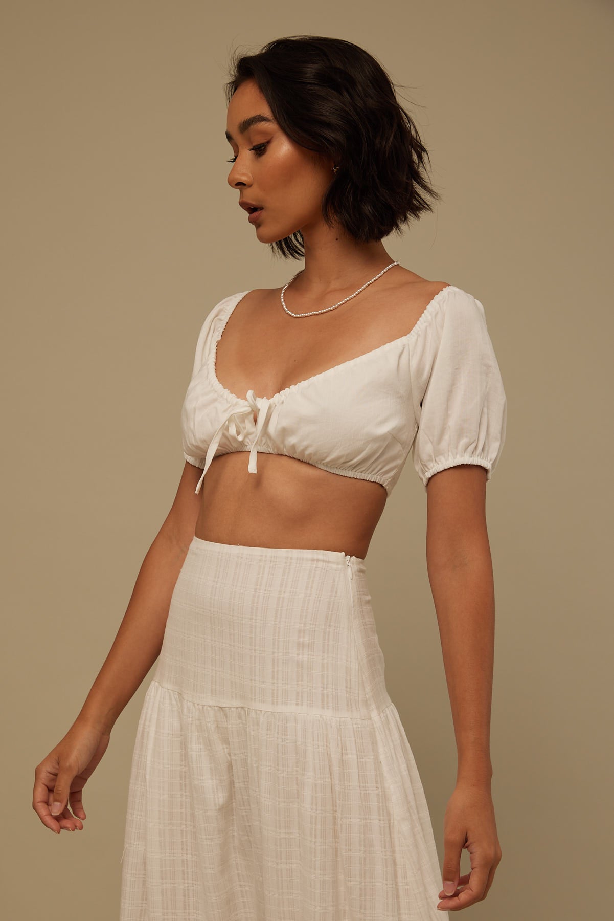 Perfect Stranger Alia Tie Front Top White
