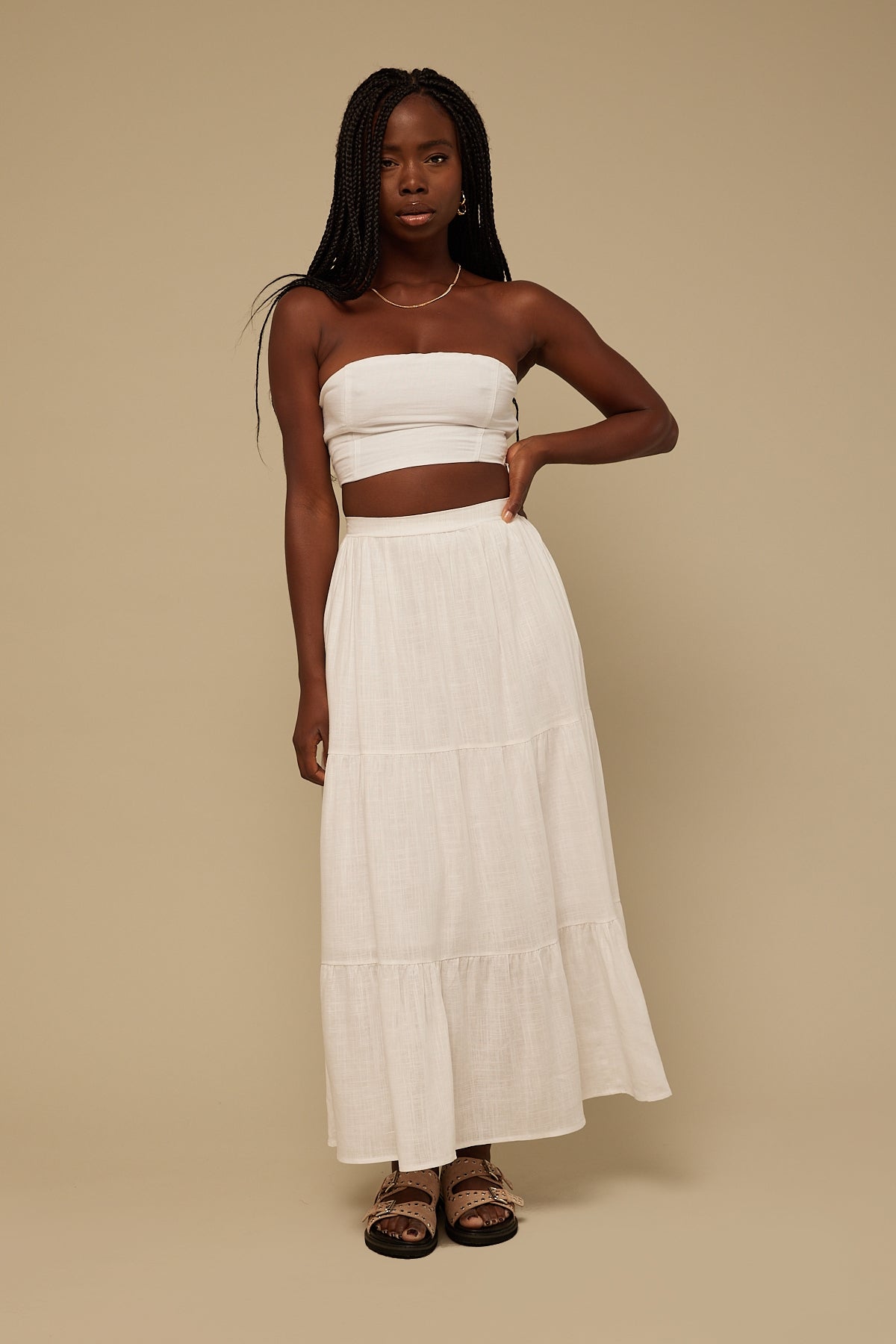 Perfect Stranger Floaty Maxi Skirt White