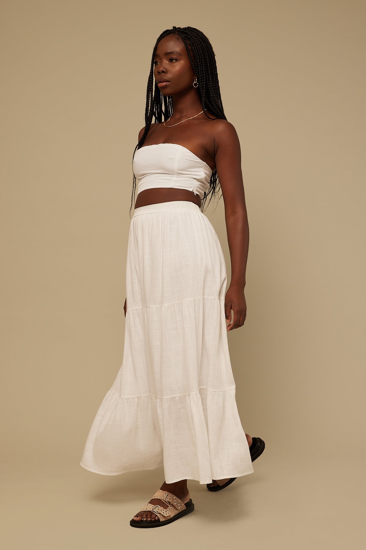 Perfect Stranger Floaty Maxi Skirt White