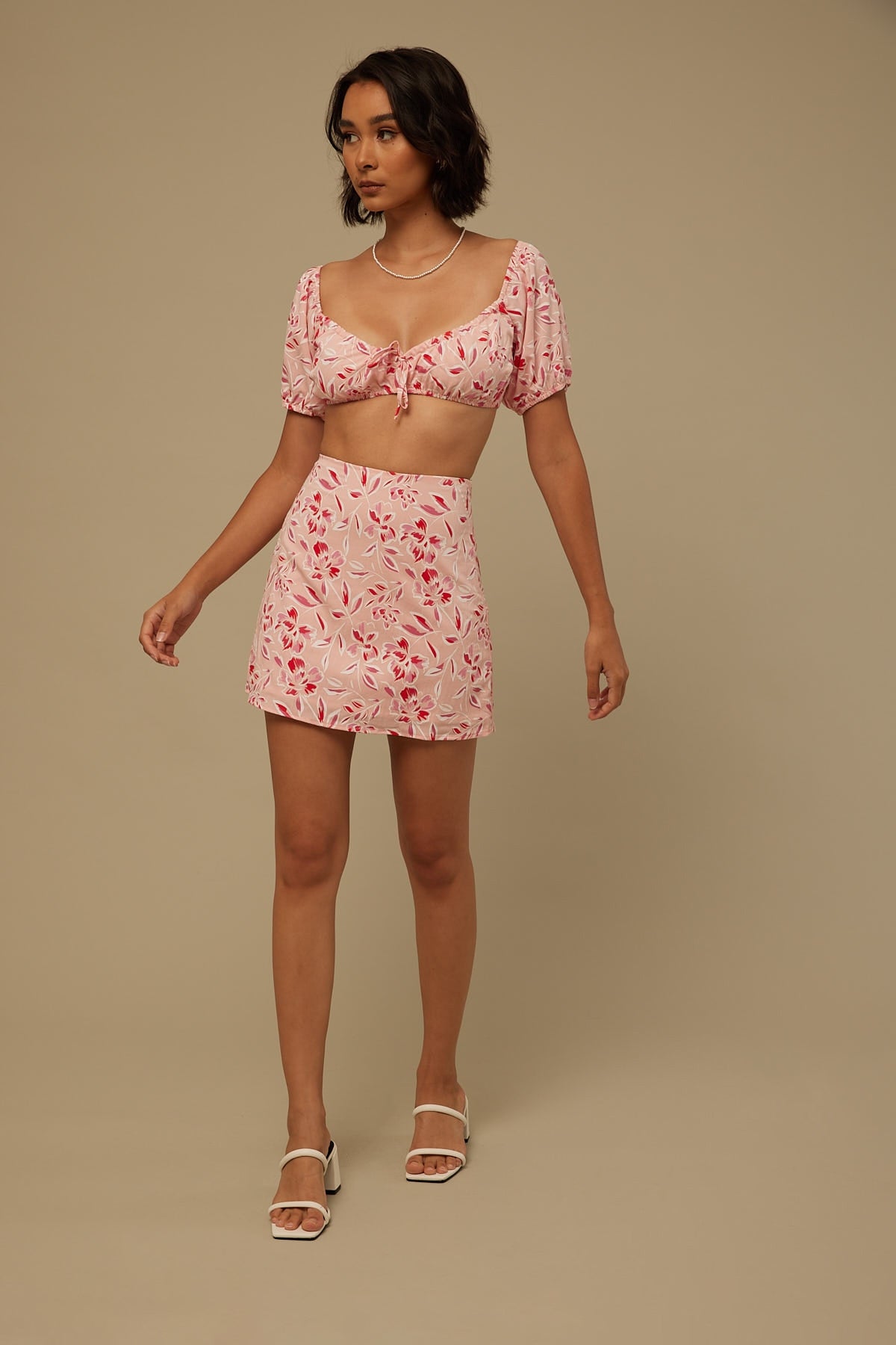 Perfect Stranger Blushing Moon Mini Skirt Pink Print