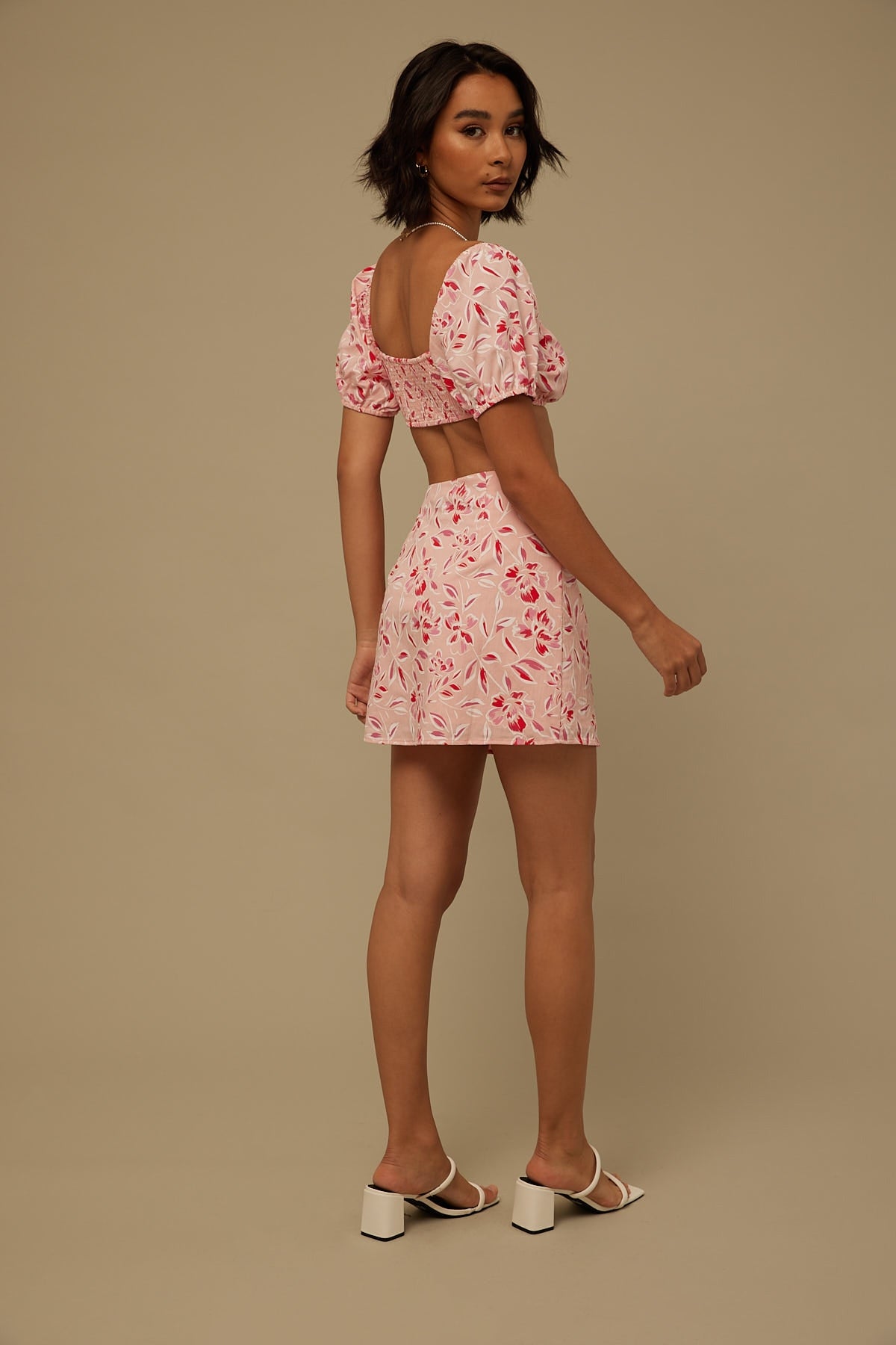 Perfect Stranger Blushing Moon Mini Skirt Pink Print