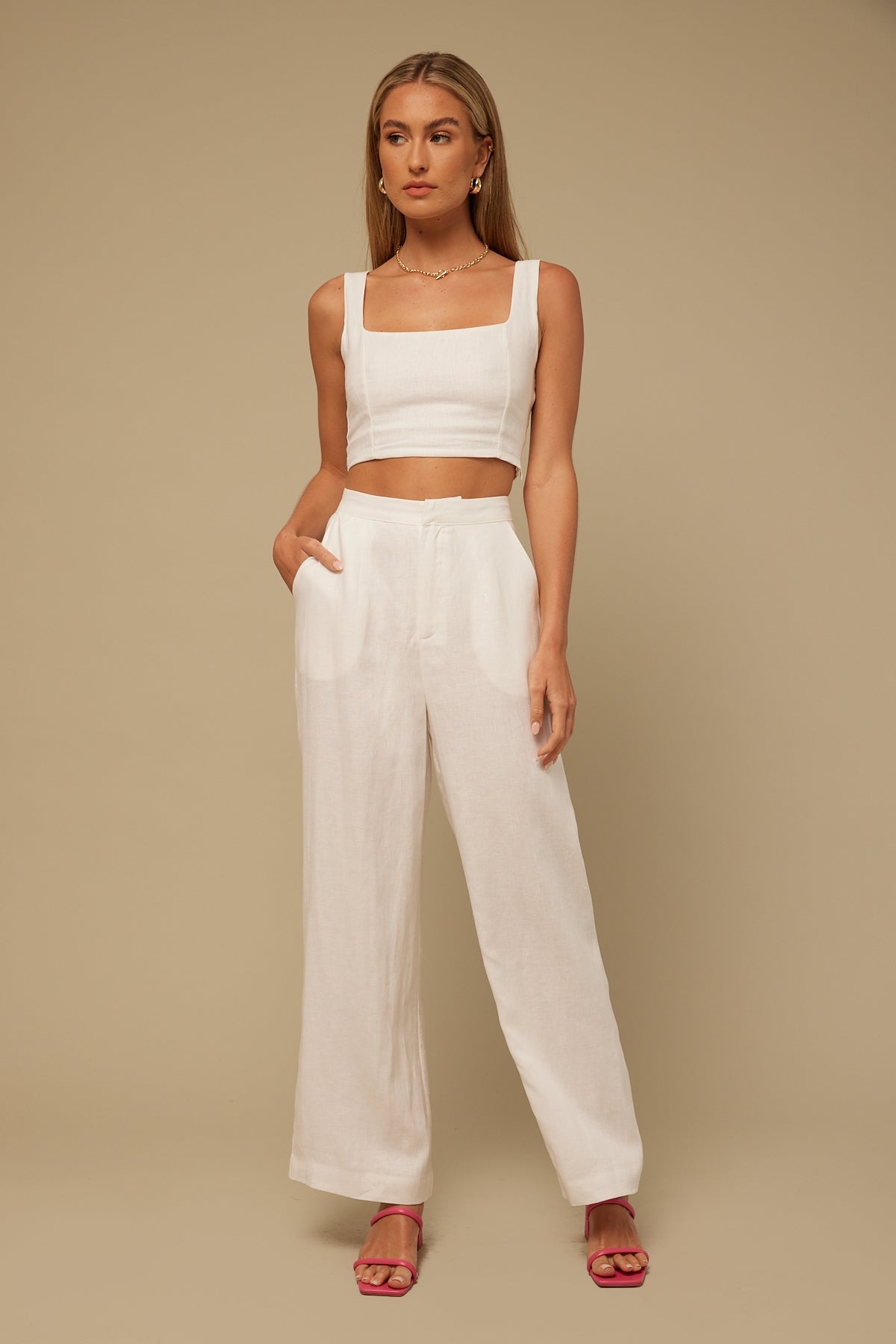 Perfect Stranger Boulevard Square Neck Top White