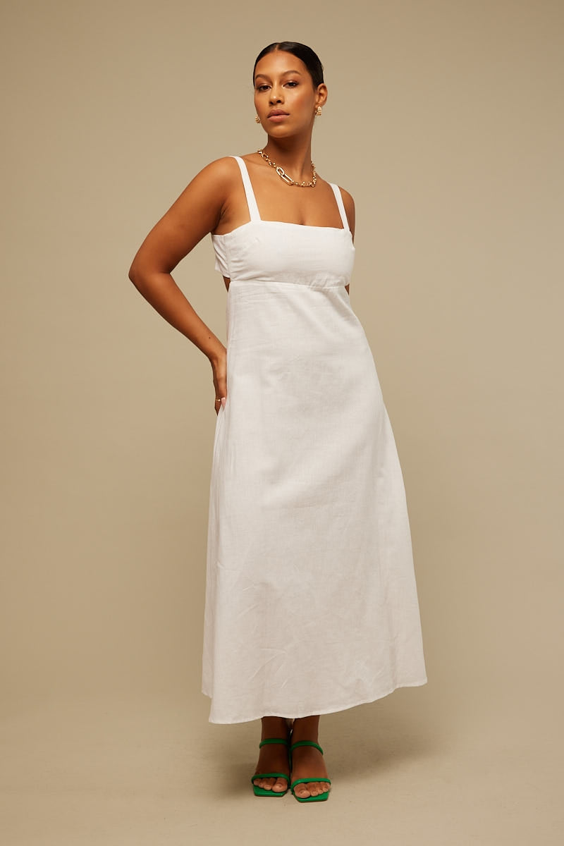 Perfect Stranger Bistro Midi Dress White