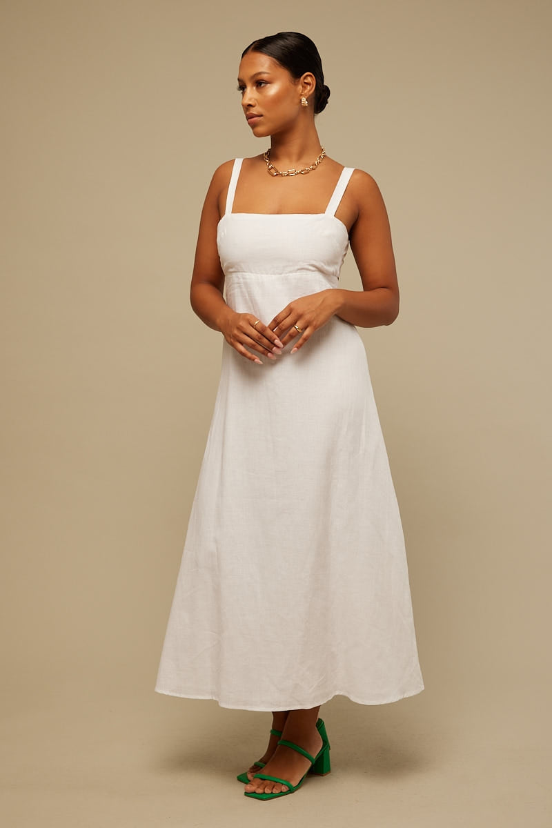 Perfect Stranger Bistro Midi Dress White