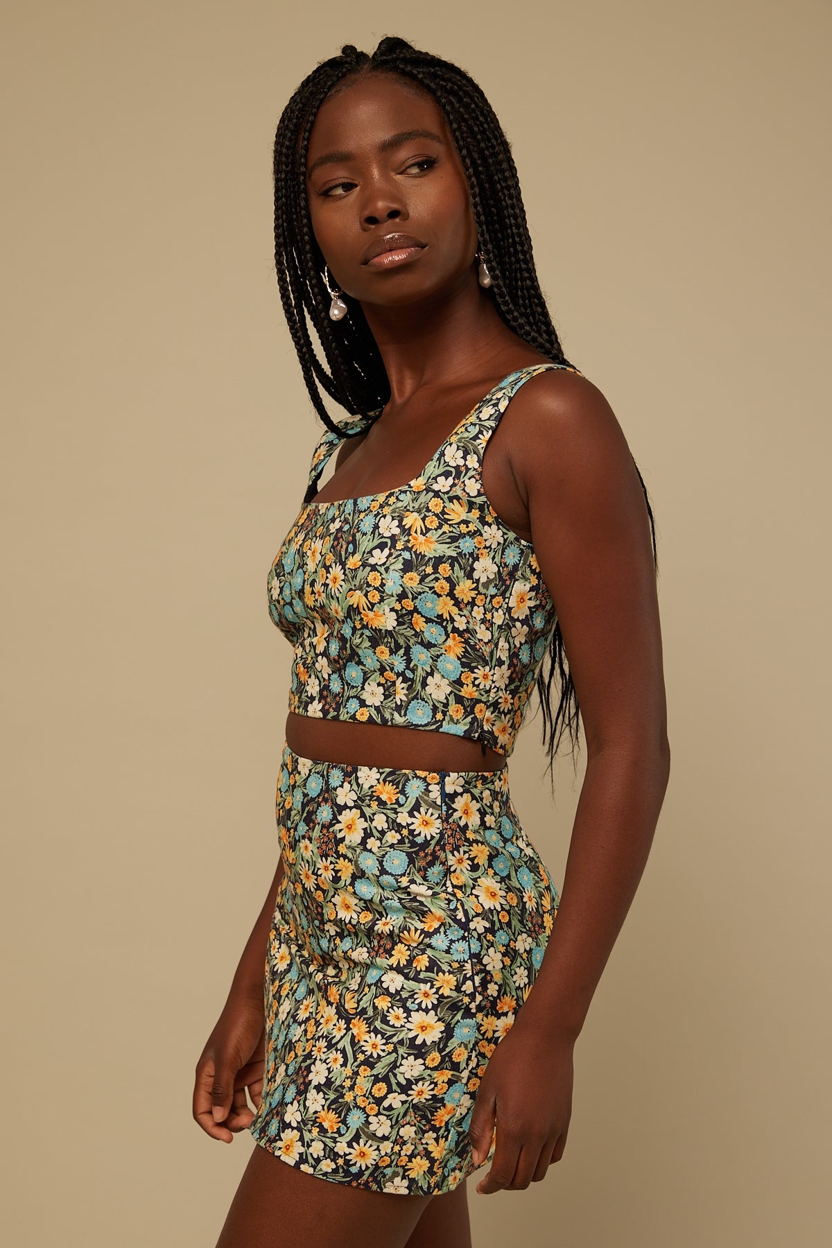 Perfect Stranger Boulevard Square Neck Top Black Floral
