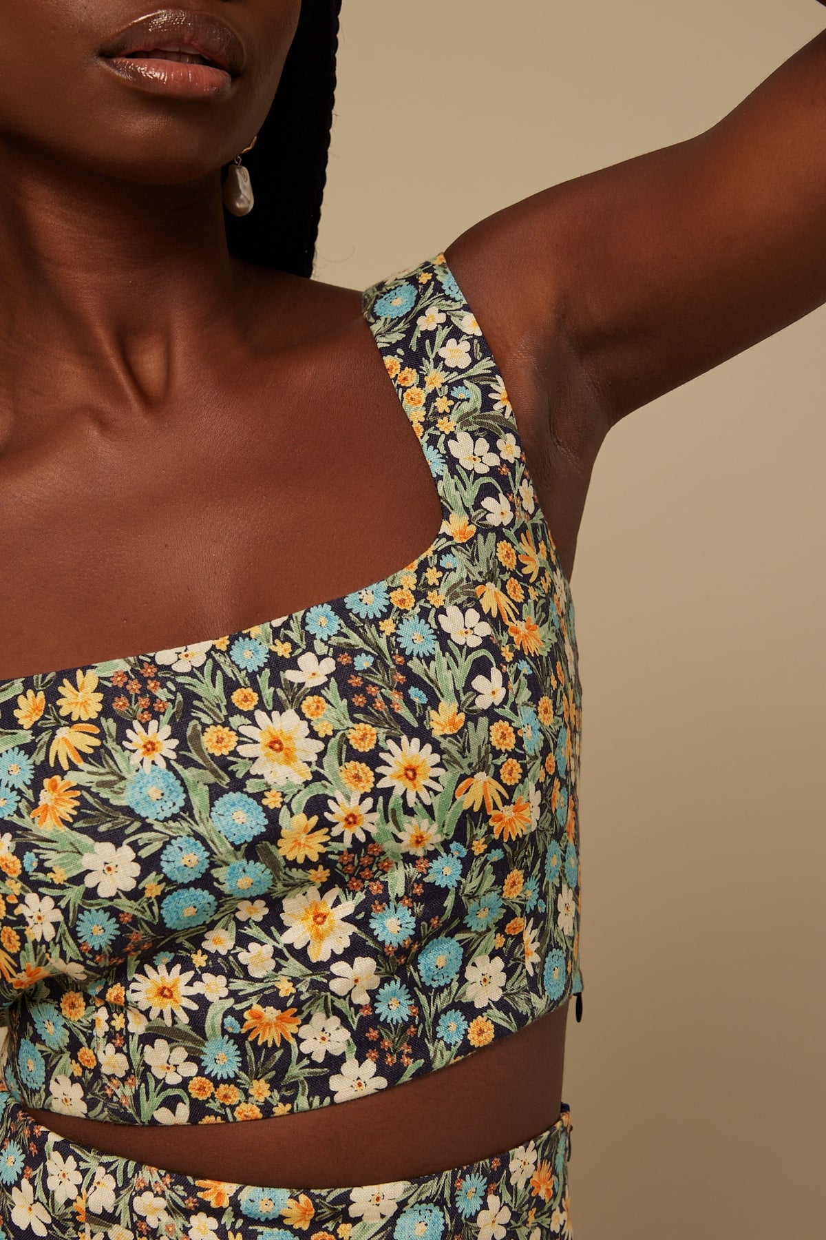 Perfect Stranger Boulevard Square Neck Top Black Floral