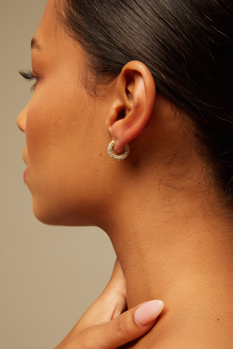 Perfect Stranger Glam Diamonte Hoop Earring Gold