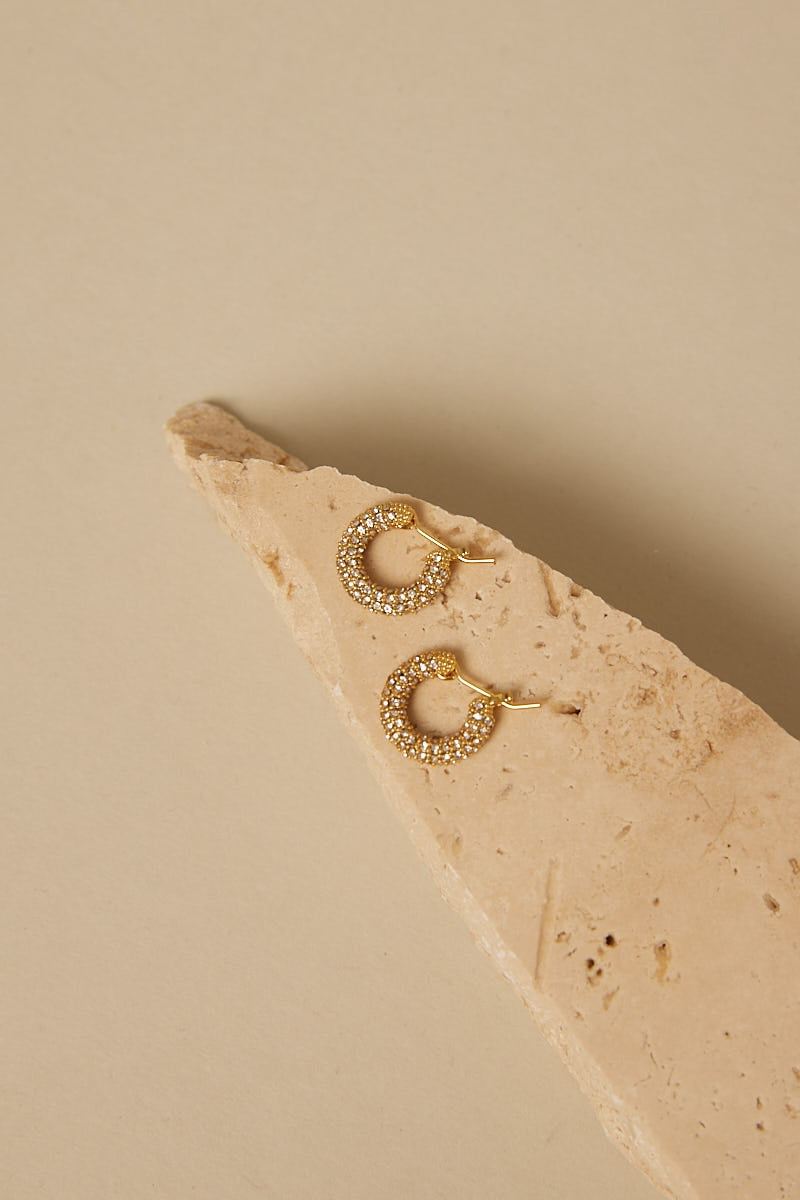Perfect Stranger Glam Diamonte Hoop Earring Gold