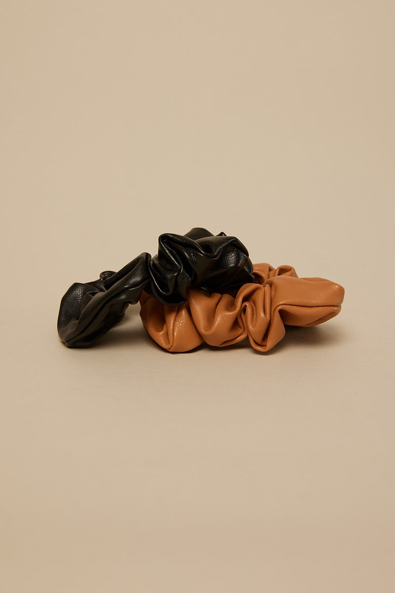 Token Shades PU Scrunchie Pack Tan/Black