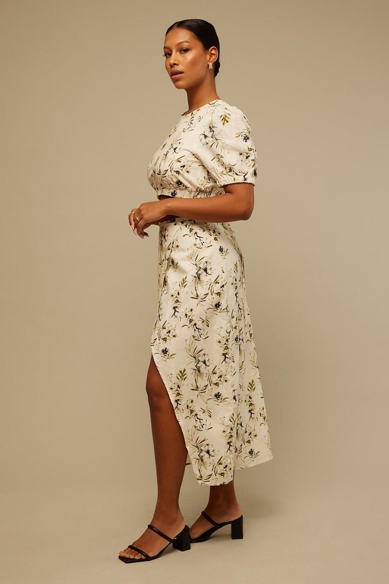 Perfect Stranger Island Life Midi Skirt Green Print