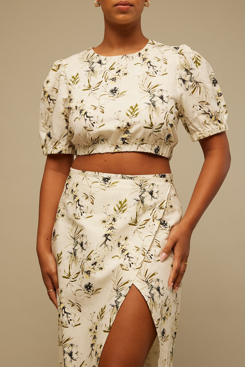 Perfect Stranger Island Life Midi Skirt Green Print