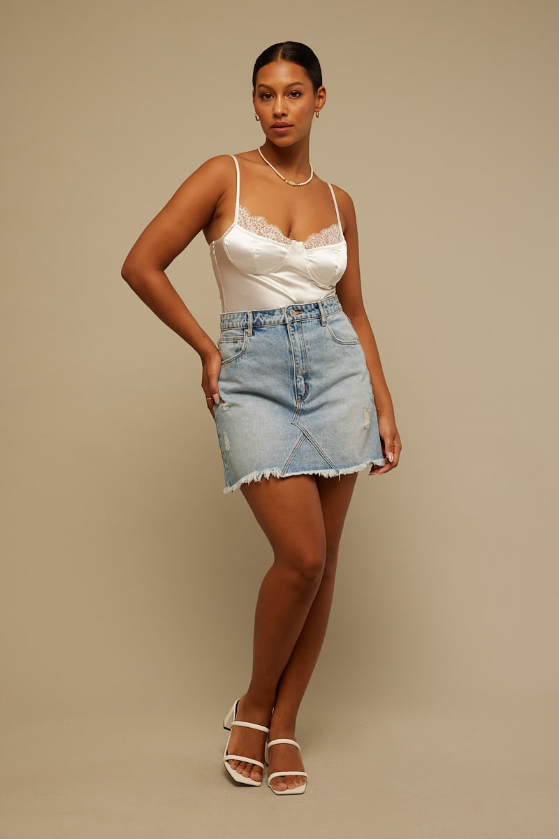 Perfect Stranger Little Things Satin Top White