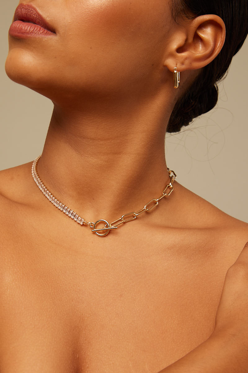 Token Chain Glam Necklace Gold