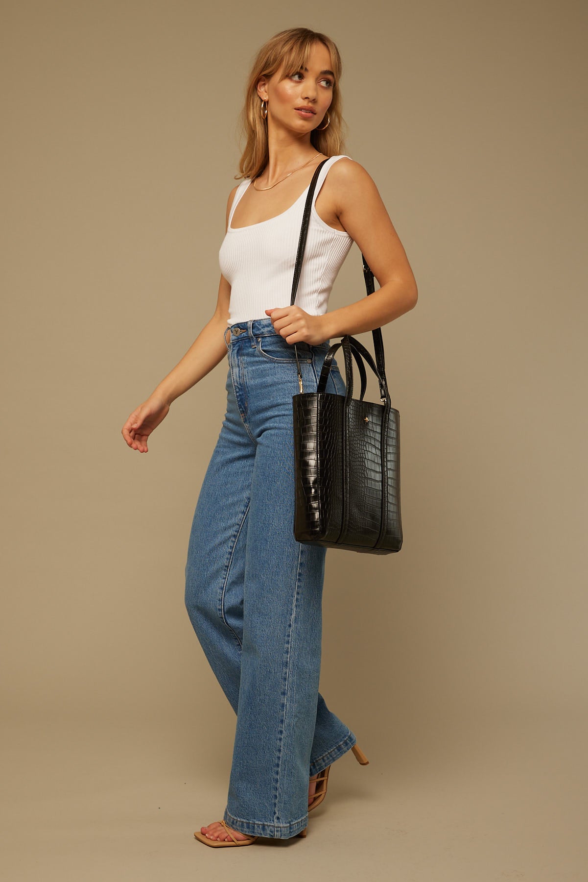Peta + Jain Halsey Black Croc Gold